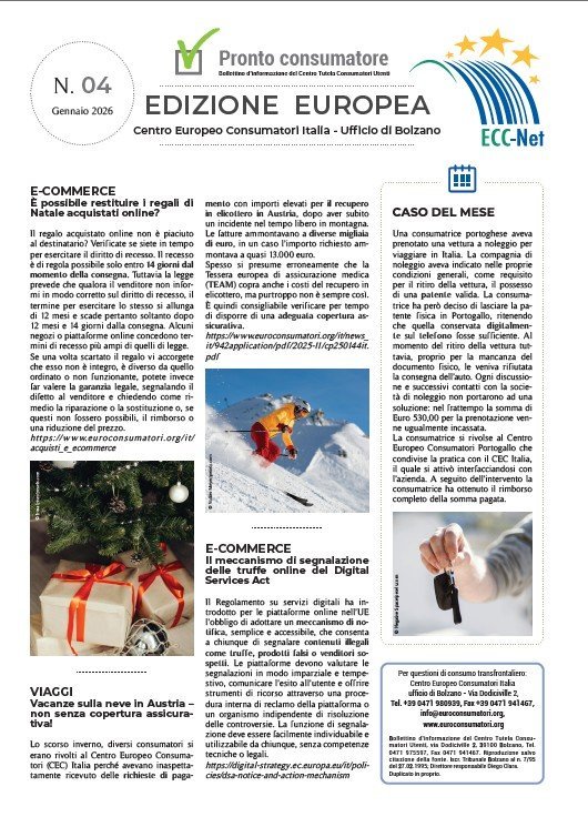 Prontoconsumatore Edizione Europea Gennaio 2026