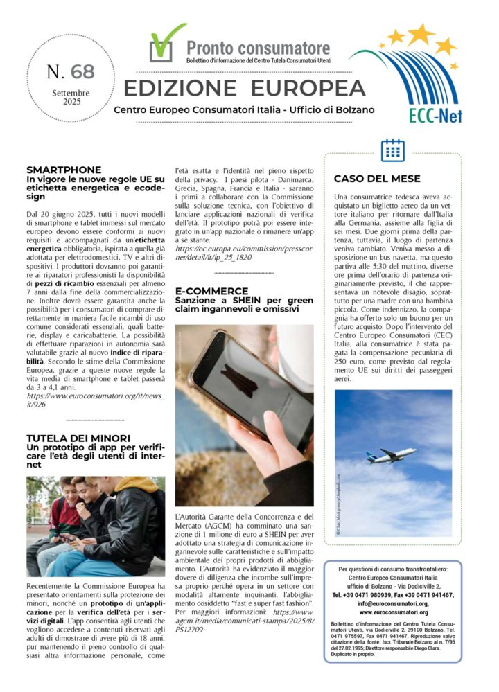 Prontoconsumatore Edizione Europea Settembre 2025